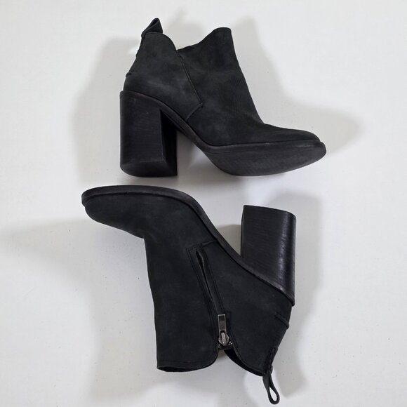 UGG Pixley Boots Womens 7.5 Black Gray Nubuk Ankle Stacked Heel Y2K SN 1095057 - Picture 5 of 15